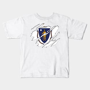 Tear Away Massachusetts Flag Kids T-Shirt